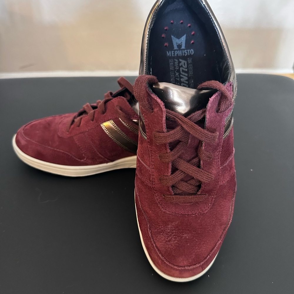 Mephisto Women’s Deep Burgundy Suede Sneakers